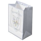 Blue Gingham Peter the Rabbit Baby shower MUTED BL Medium Cadeauzakje (Voorkant Gekanteld)