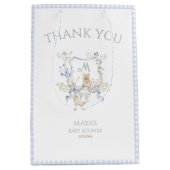 Blue Gingham Peter the Rabbit Baby shower MUTED BL Medium Cadeauzakje (Voorkant)