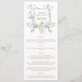 Blue Gingham Peter the Rabbit Baby shower MUTED BL Menu (Voorkant)