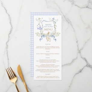 Blue Gingham Peter the Rabbit Baby shower MUTED BL Menu