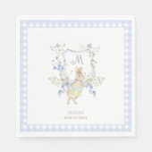 Blue Gingham Peter the Rabbit Baby shower MUTED BL Servet (Voorkant)