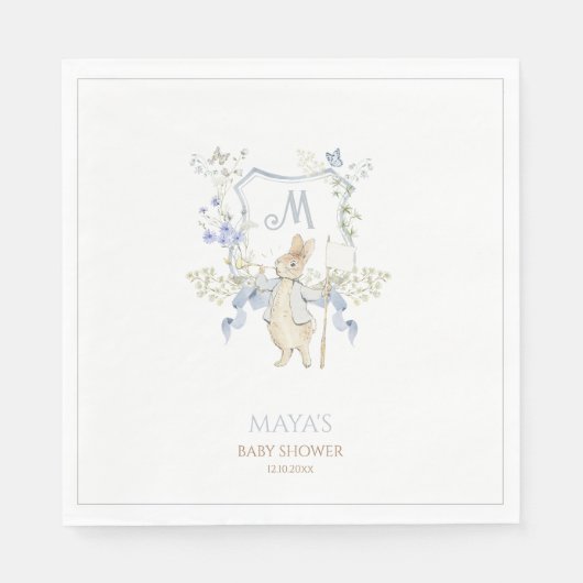 Blue Gingham Peter the Rabbit Baby shower MUTED BL Servet (Voorkant)
