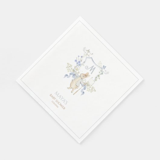 Blue Gingham Peter the Rabbit Baby shower MUTED BL Servet (Hoek)