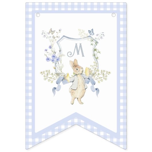 Blue Gingham Peter the Rabbit Baby shower MUTED BL Vlaggetjes (Tweede vlag)