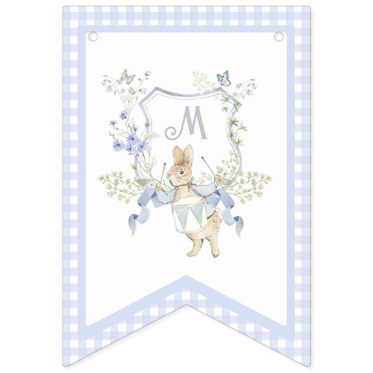 Blue Gingham Peter the Rabbit Baby shower MUTED BL Vlaggetjes (Vijfde vlag)