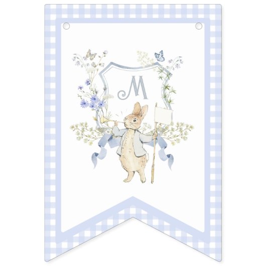 Blue Gingham Peter the Rabbit Baby shower MUTED BL Vlaggetjes (Eerste vlag)