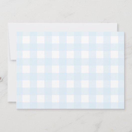 Blue Gingham Photo Baptism Invitation Kaart (Achterkant)