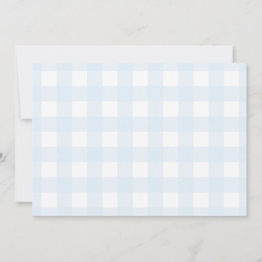 Blue Gingham Photo Birthday Invitation Kaart (Achterkant)