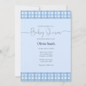 Blue Gingham Plaid-Baby shower Kaart (Voorkant)