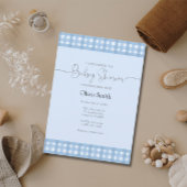 Blue Gingham Plaid-Baby shower Kaart