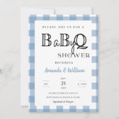 Blue Gingham Plaid BBQ Baby Couples Douche Kaart (Voorkant)