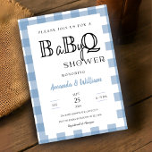 Blue Gingham Plaid BBQ Baby Couples Douche Kaart