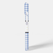 Blue Gingham Plaid Floral Monogram Case-Mate iPhone Case (Achterkant / Links)