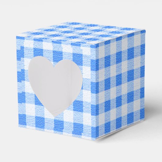 Blue Gingham plaid gunst box Bedankdoosjes (Voorkant Zijde)
