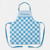 Blue Gingham Plaid Pattern Gepersonaliseerd Schort (Voorkant)