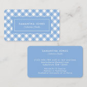 Blue Gingham Plaid Substitute Teacher Contact Info Visitekaartje (Voorkant / Achterkant)