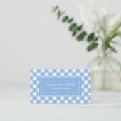 Blue Gingham Plaid Substitute Teacher Contact Info Visitekaartje (Staand voorkant)