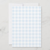 Blue Gingham Pompoen Baby shower Invitation Kaart (Achterkant)
