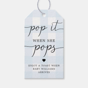 Blue Gingham Pop het als ze Pop voor tag Cadeaulabel