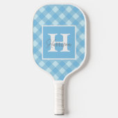 Blue Gingham Pset Monogram en naam op maat Pickleball Paddle (Voorkant)