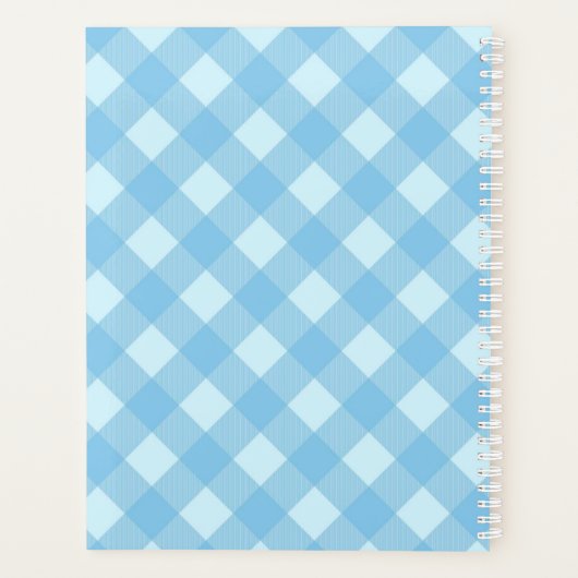 Blue Gingham Pset Monogram en naam op maat Planner (Achterkant)