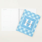 Blue Gingham Pset Monogram en naam op maat Planner (Display)
