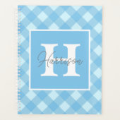 Blue Gingham Pset Monogram en naam op maat Planner (Voorkant)