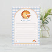 Blue Gingham Pumpkin Pie Time Capsule Note Cards Bedankkaart (Staand voorkant)