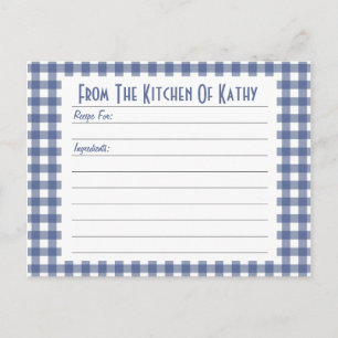Blue Gingham Recipe Card Briefkaart
