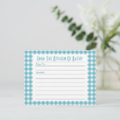 Blue Gingham Recipe Card Briefkaart (Staand voorkant)