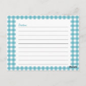Blue Gingham Recipe Card Briefkaart (Achterkant)