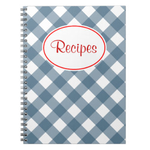 Blue Gingham Recipe-laptop Notitieboek