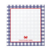 Blue Gingham & Red Crab, speciaal Notitieblok (Voorkant)