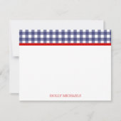 Blue Gingham & Red Flat Notecards Notitiekaartje (Voorkant)