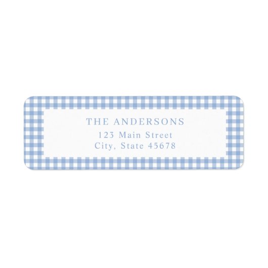 Blue Gingham-retouradres Etiket (Voorkant)