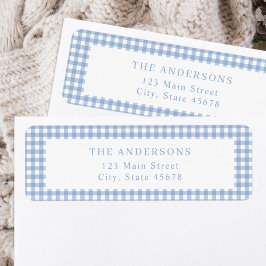 Blue Gingham-retouradres Etiket