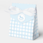 Blue Gingham Rocking Horse Baby Favor Bag Bedankdoosjes (Voorkant Zijde)