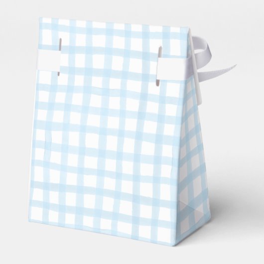 Blue Gingham Rocking Horse Baby Favor Bag Bedankdoosjes (Achterkant)