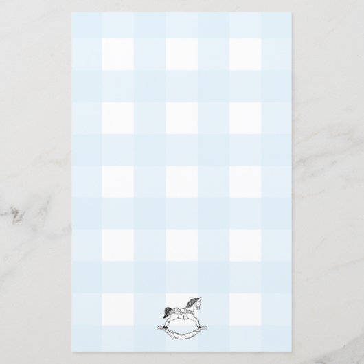 Blue Gingham Rocking Horse Baby Predicted Game (Achterkant)