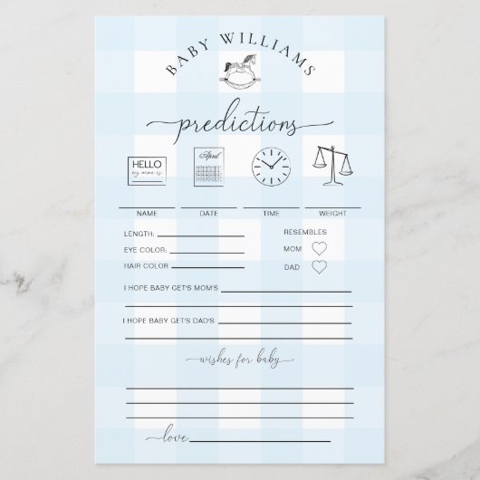 Blue Gingham Rocking Horse Baby Predicted Game (Voorkant)