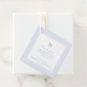 Blue Gingham Rocking Horse Baby shower Bedankt Bedankjes Labels (In situ)