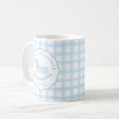 Blue Gingham Rocking Horse Baby shower Coffee Mok (Voorkant links)