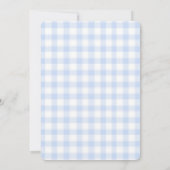 Blue Gingham Rocking Horse Baby shower Kaart (Achterkant)