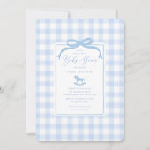 Blue Gingham Rocking Horse Baby shower Kaart (Voorkant)