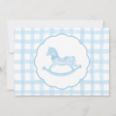 Blue Gingham Rocking Horse Baby shower Kaart (Voorkant)