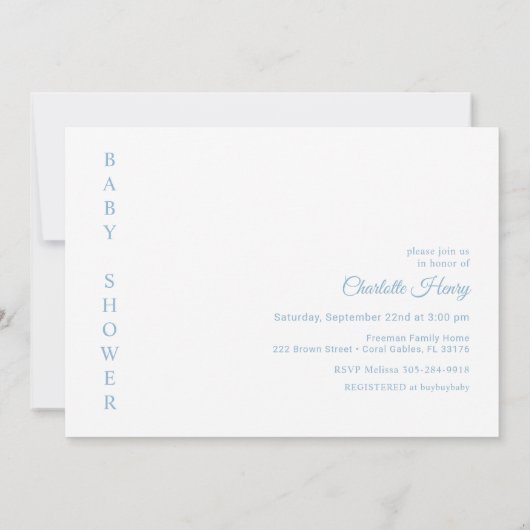 Blue Gingham Rocking Horse Baby shower Kaart (Achterkant)