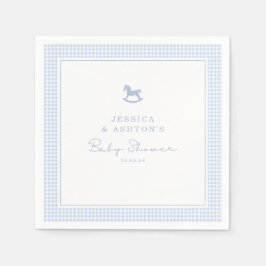 Blue Gingham Rocking Horse Baby shower servet