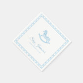 Blue Gingham Rocking Horse Baby shower servetten (Hoek)
