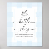 Blue Gingham Rocking Paard Fles Chug Game Poster (Voorkant)