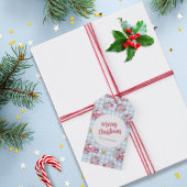 Blue Gingham  rode kerstwagens Cadeaulabel
